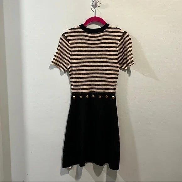Sandro “Redlake” metallic striped mini dress 1/S - Picture 6 of 6